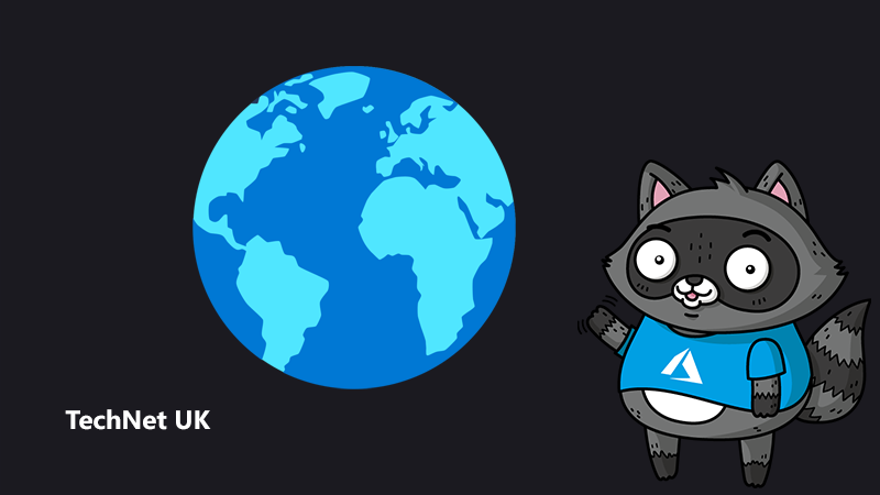 An image of Earth, next to an illustration of Bit the Raccoon.