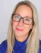 a woman wearing glasses