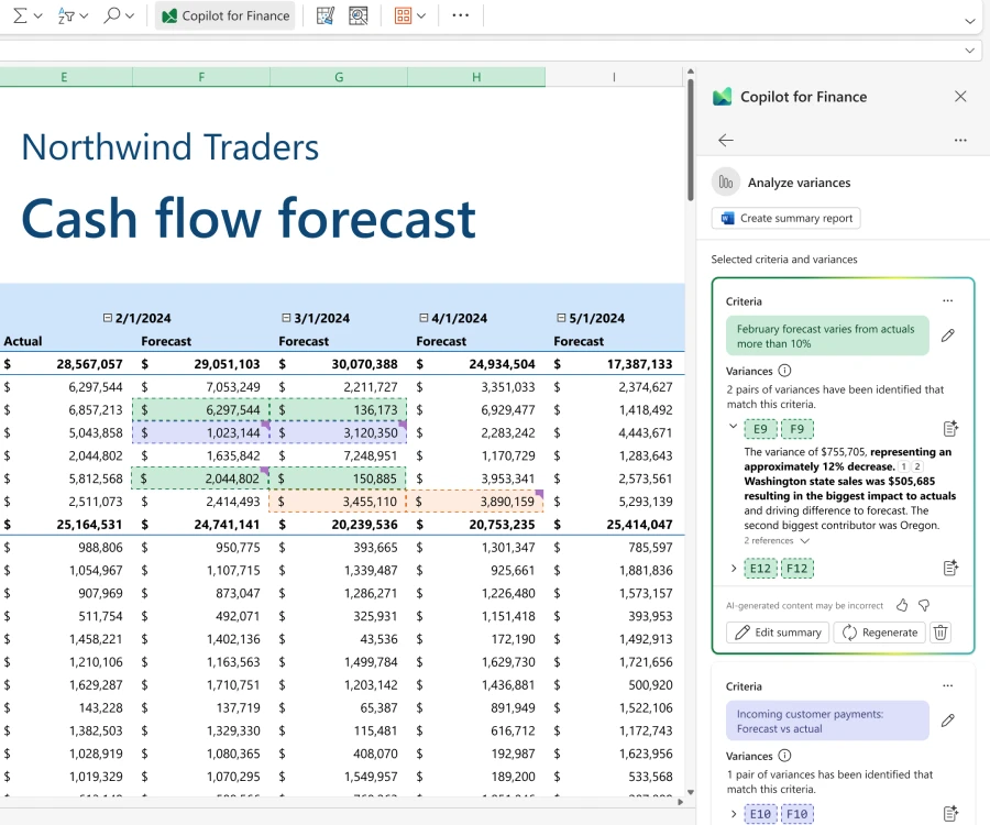 Copilot for Finance Reconciliation Report