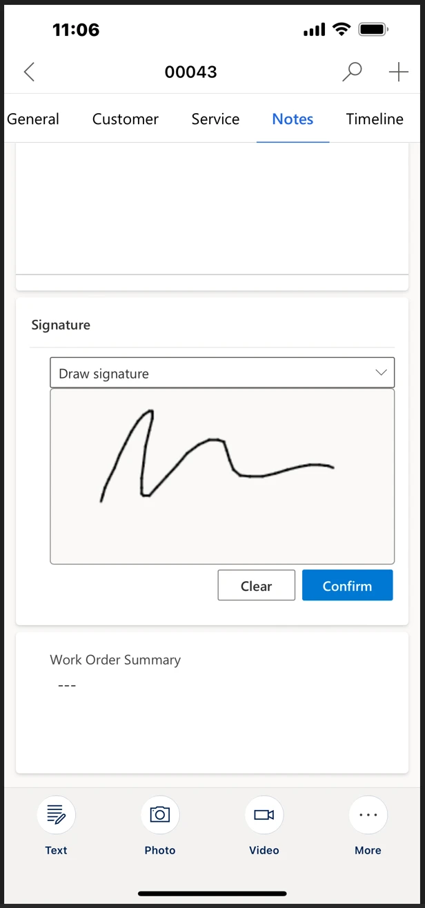 Drawing the signature on the screen Phone control - draw signature