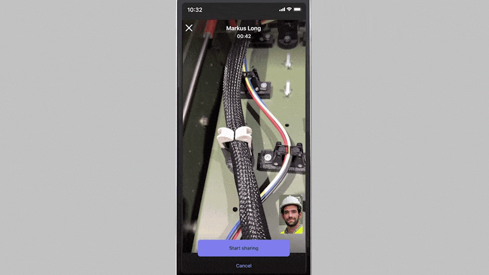 A technician accesses Dynamics 365 Remote Assist's spatial annotation capabilities in the flow of work in Teams.