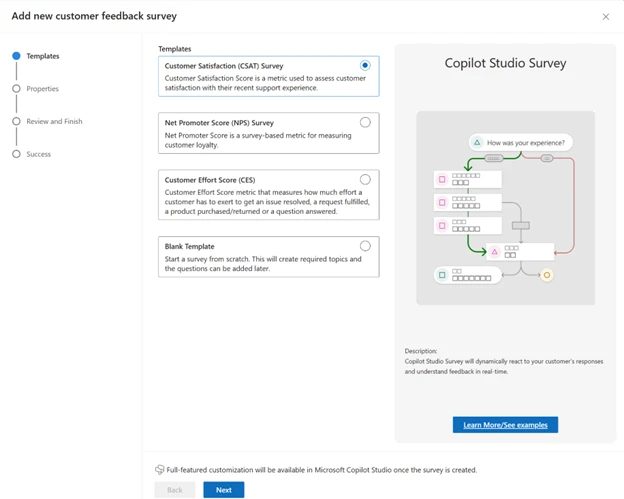 Set up the Copilot-powered customer feedback survey in Dynamics 365 Contact Center admin center 