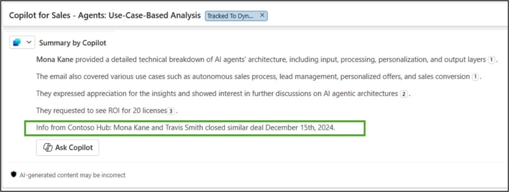 Insights from third party sources displayed on Outlook canvas 