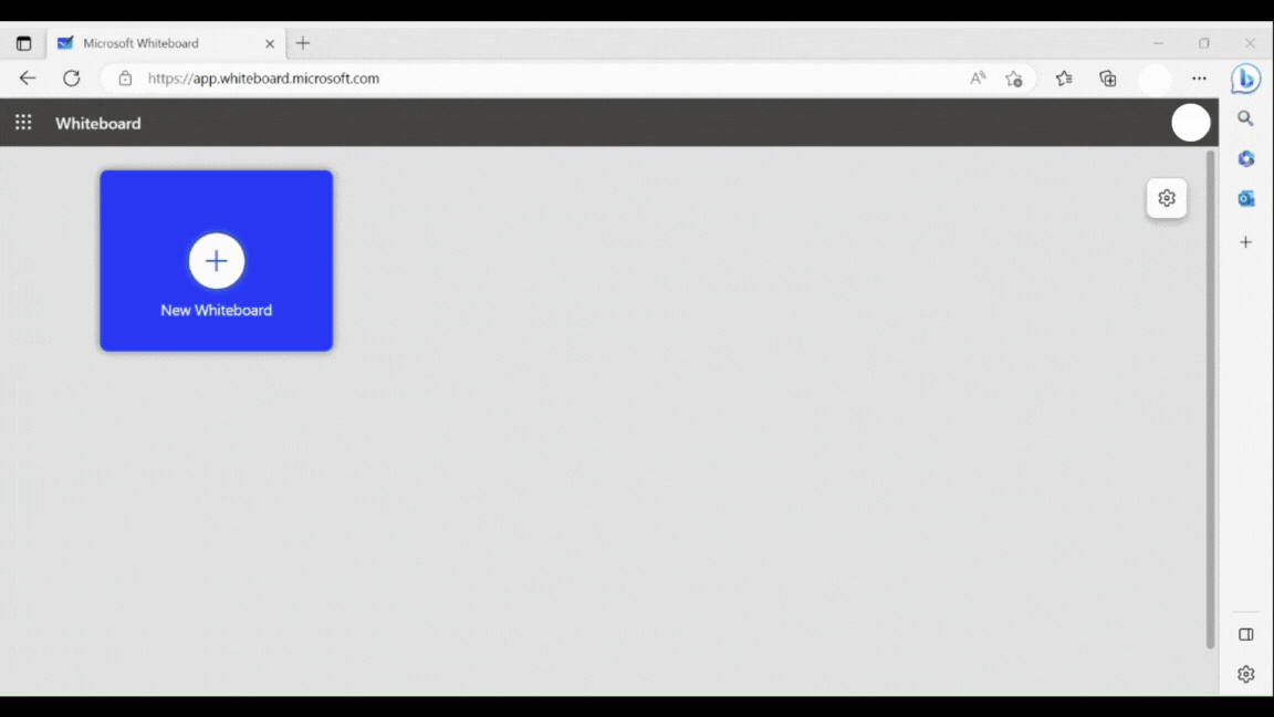 GIF. Opening Microsoft Whiteboard and uploading the Leaps and Logs game board.