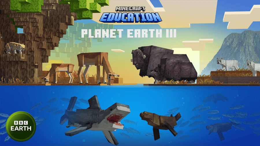 Five pairs of animals in Minecraft setting.