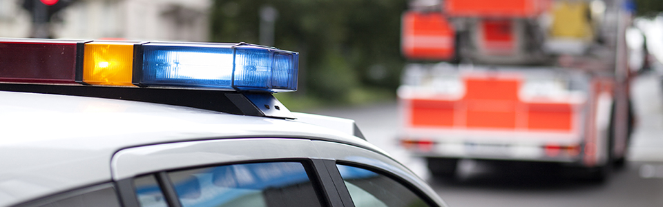 Police car and fire engine truck