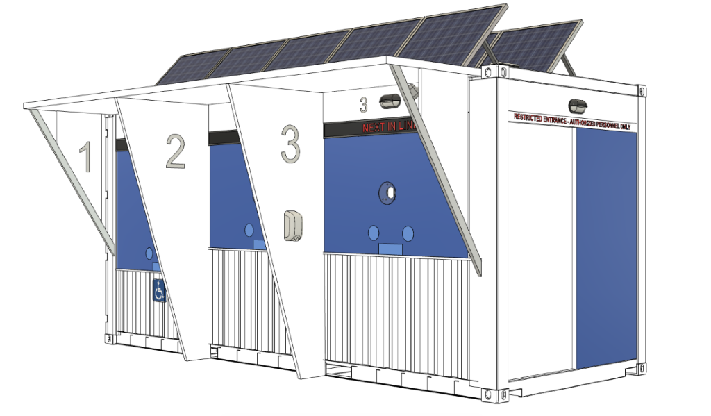 a row of kiosks