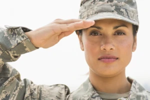 Portrait of female army soldier