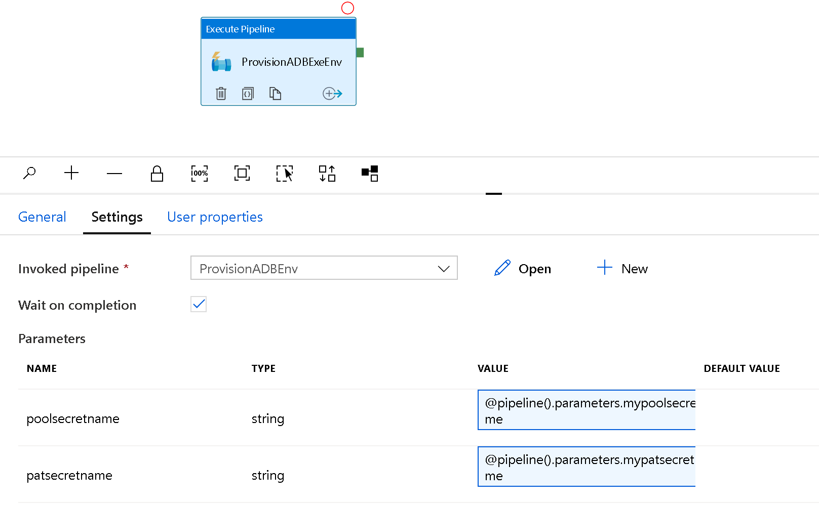 Creating an Execute Pipeline activity