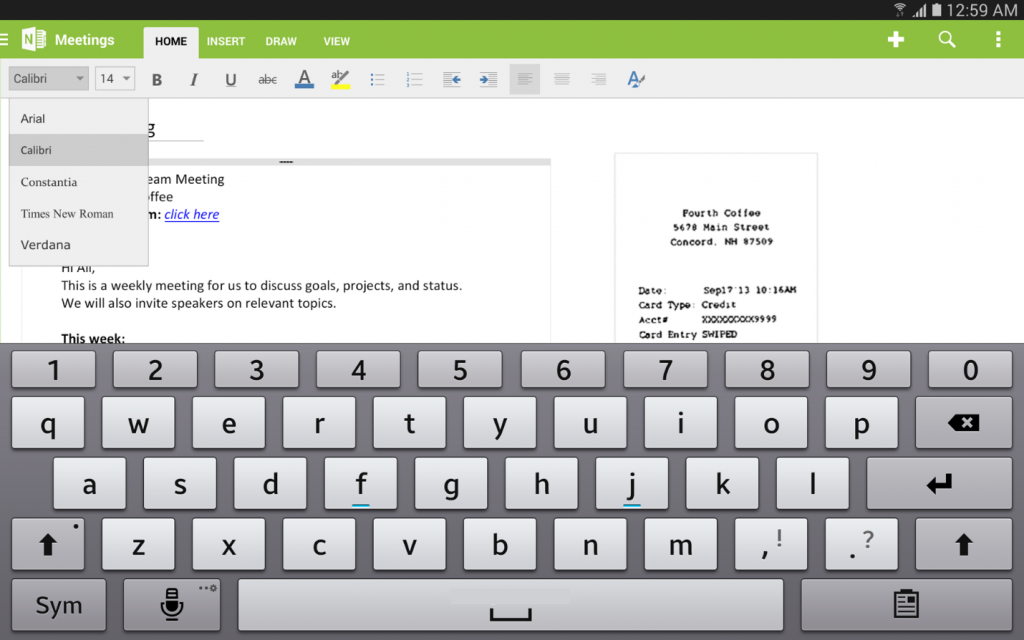 Formatting with OneNote