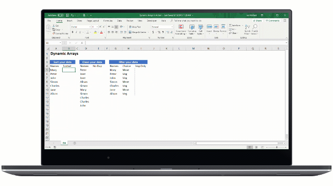 An animated image shows Dynamic Arrays in Excel.