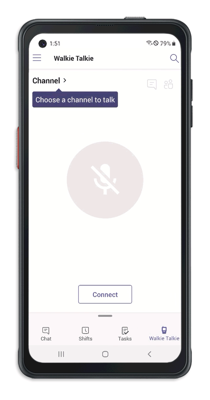 Animated GIF of a phone showing the Walkie Talkie feature in action.