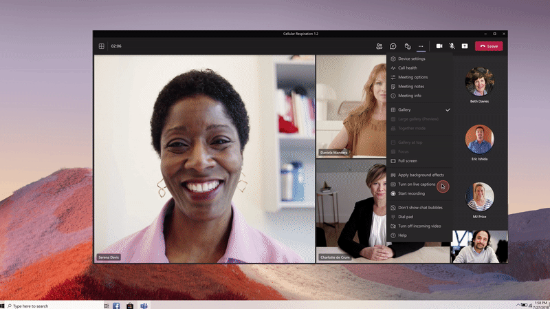 With real-time captioning, go to the more actions section within your Teams meeting and select your desired spoken language.