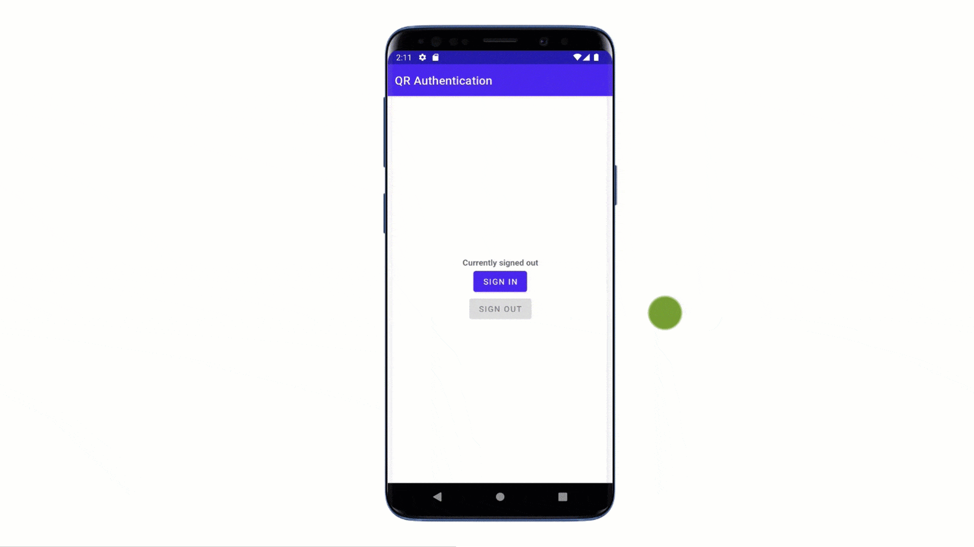 A mobile device showing QR-based authentication.