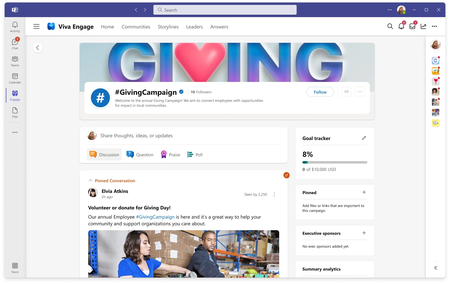 The new campaign experience in Viva Engage is now generally available. 