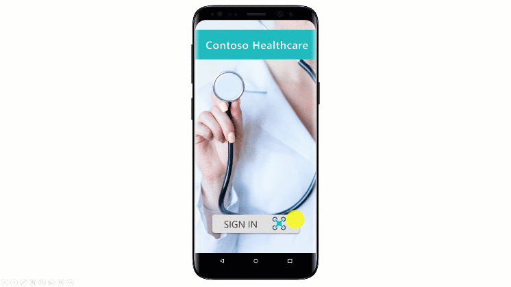 Mobile device displaying the sign in and sign out process to Outlook.