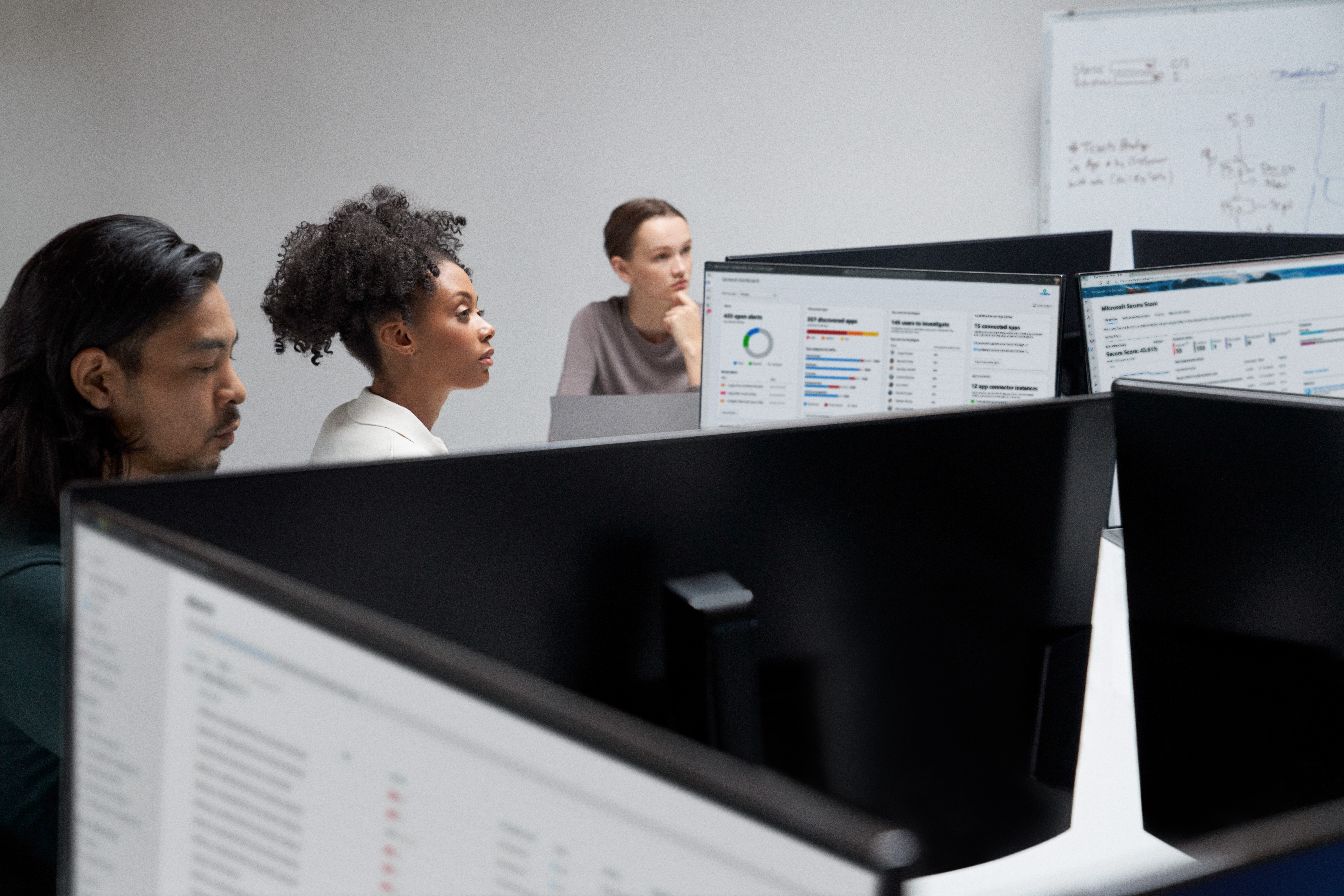 a group of people in front of a computer screen