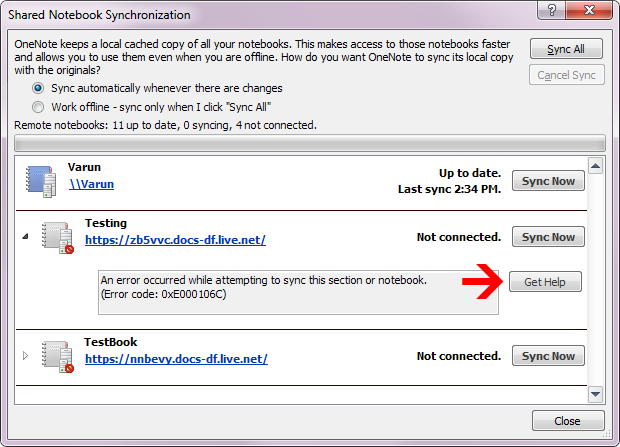 Improved notebook synchronization status