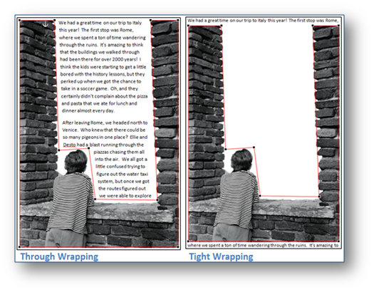 Through vs. Tight wrapping with photo of person from Office.com/images Through vs. Tight wrapping with photo of person from Office.com/images