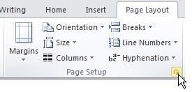 Page Setup Dialog Box Launcher Page Setup Dialog Box Launcher