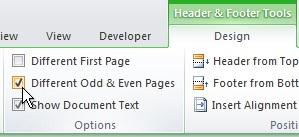 Booklet setting for the header or footer Booklet setting for the header or footer