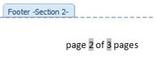 Page x of y pages inserted by using field codes