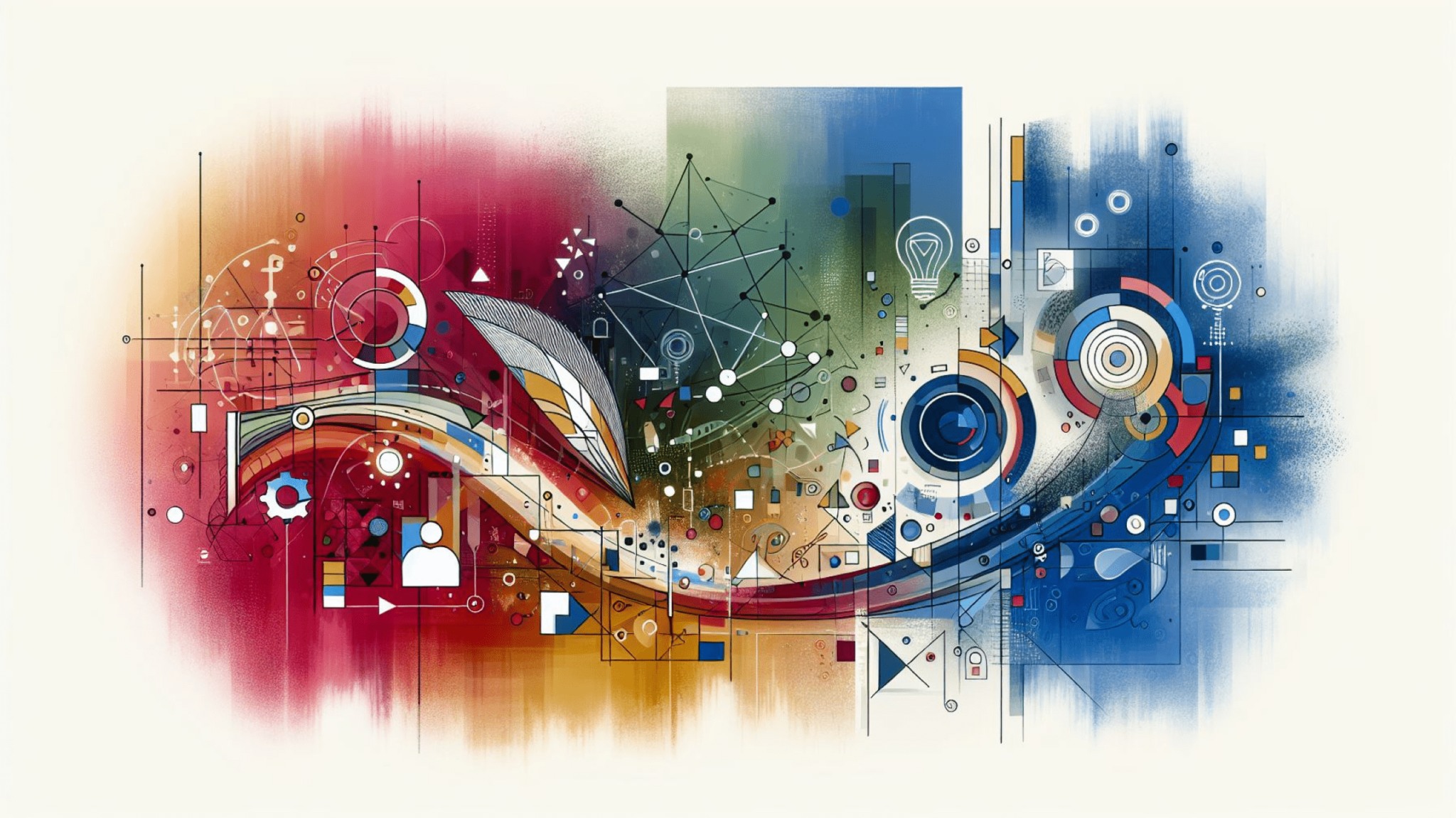A decorative image with abstract art in a rainbow of colors