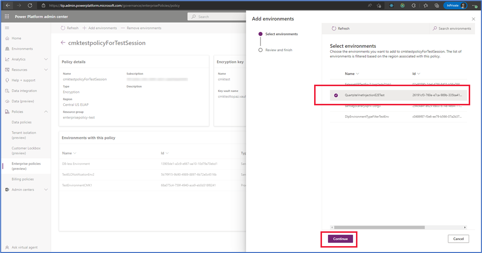 Admins can add the policy to apply CMK to their environments in PPAC.