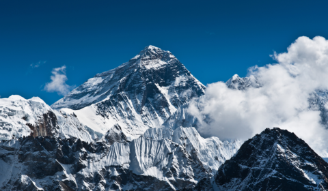 a view of a snow covered mountain