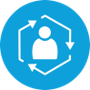 Icon of a figure within right-circling arrows