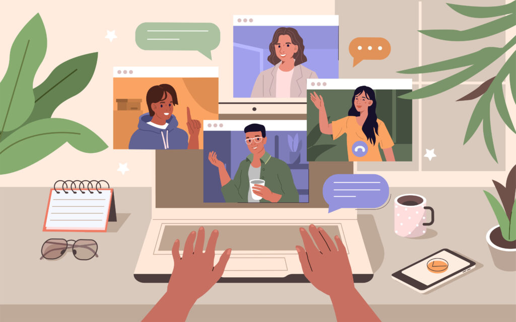 people on a remote conference call