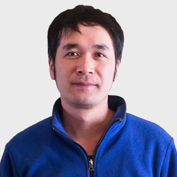 a man in a blue shirt