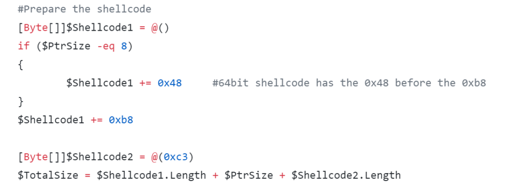 screenshot of code