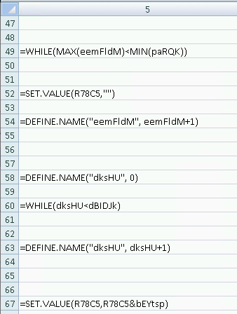 Screenshot of XLM macro used in Zloader campaign