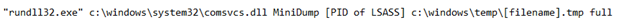 Use of COM services DLL to dump LSASS process