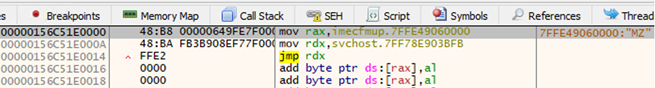 DevilsTongue return address modification shellcode
