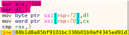 Partial screenshot of a code-level analysis of a Hive sample.