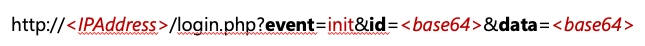 Screenshot of code depicting the typical format of the URL observed when exfiltrating information collected from the compromised device. 