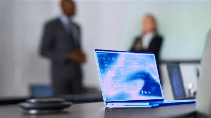 A laptop on a table