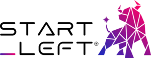 black text logo with pink and purple bull icon