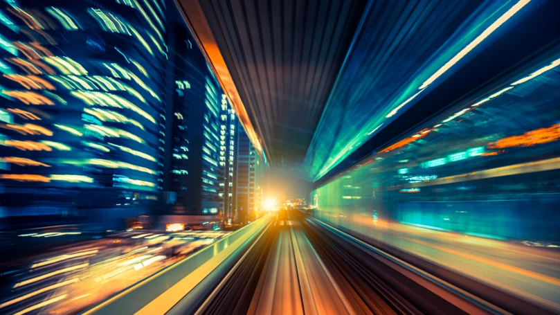 A decorative image of fast motion in a city