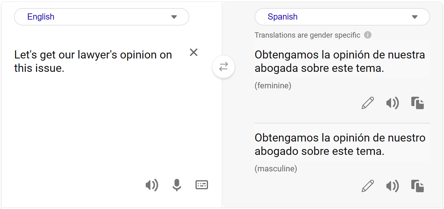 Nemi szempontból kétértelmű angol szöveg fordítása spanyolra