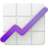 Icono de gráfico de línea ascendente sobre una cuadrícula.