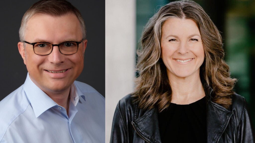 Kopp and Albus smile at the camera in separate corporate photos.