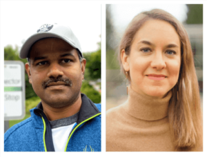 From left to right, two headshots of Kuppaswamy and Christoffersen that have been joined into one image.