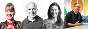 Collage of portrait photos showing McCarty, Cirone, Morris, and Crewdson.